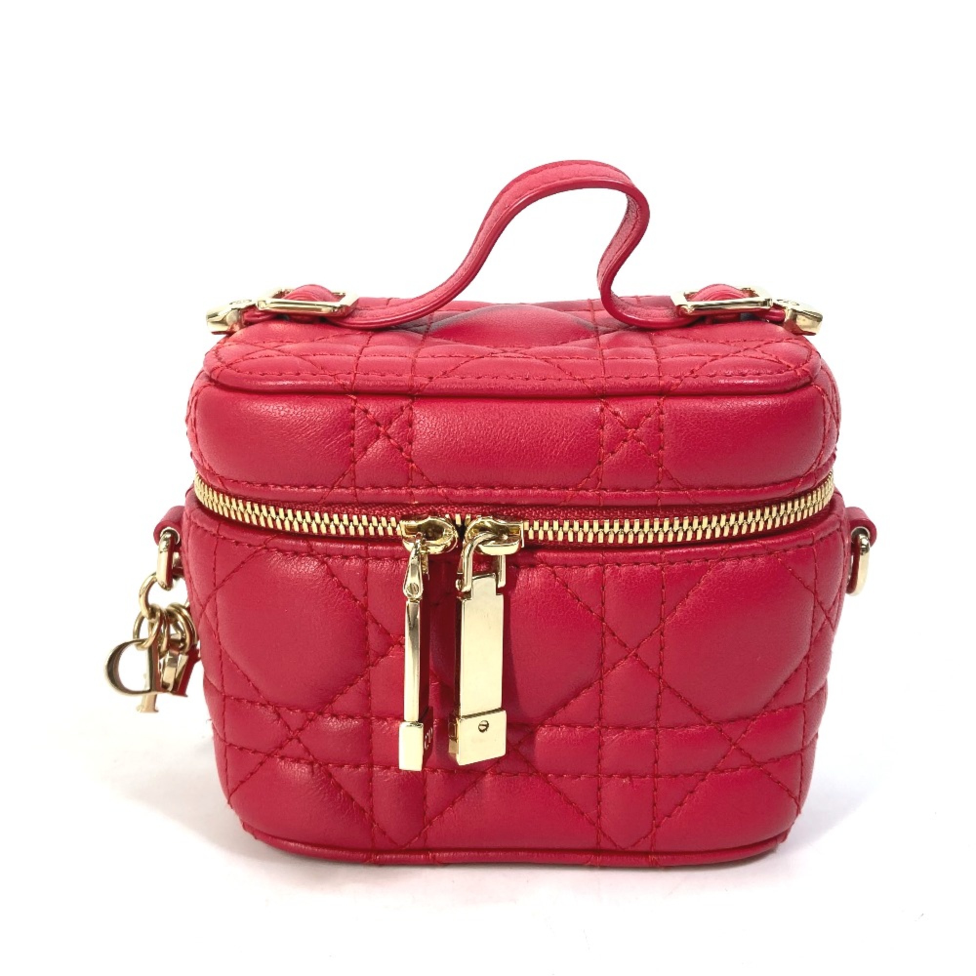 CHRISTIAN DIOR S0918ONMJ LADY CHRISTIAN DIOR LADY DIOR 2WAY Shoulder Bag Hand Bag Vanity bag RedBased