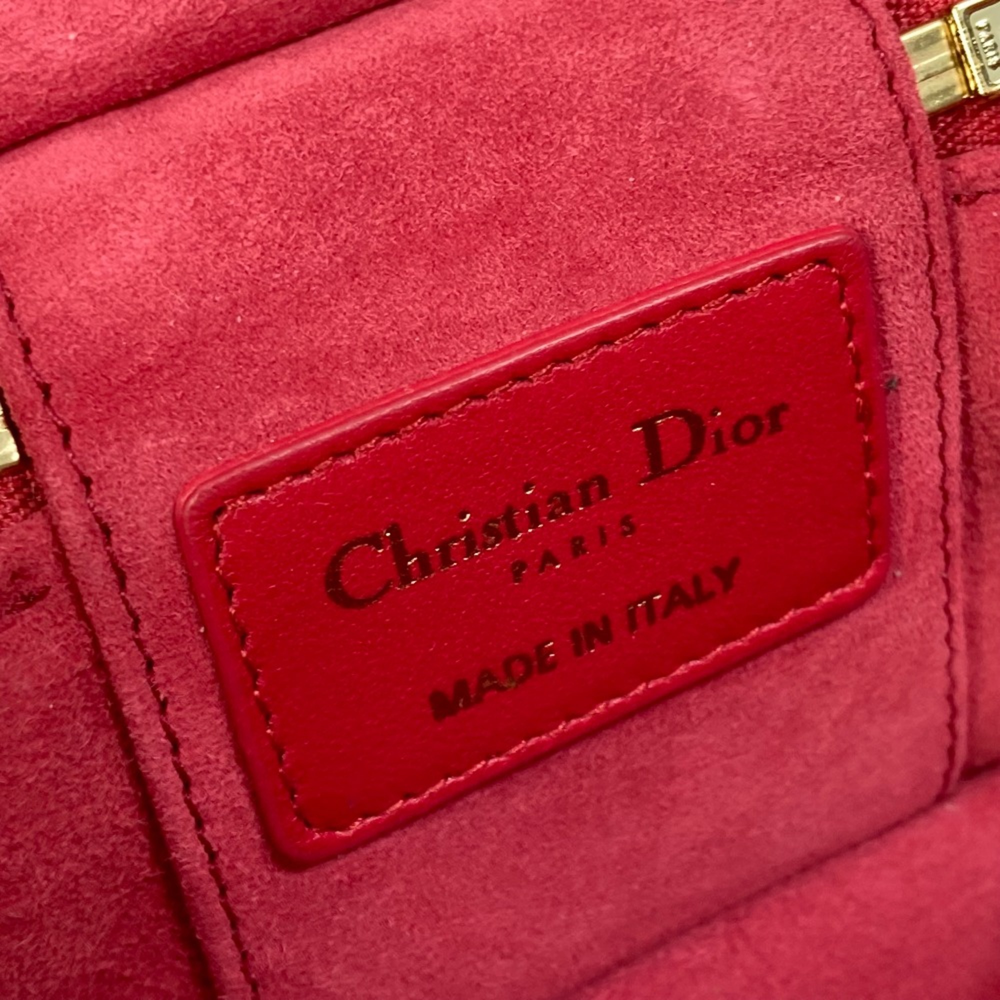 CHRISTIAN DIOR S0918ONMJ LADY CHRISTIAN DIOR LADY DIOR 2WAY Shoulder Bag Hand Bag Vanity bag RedBased