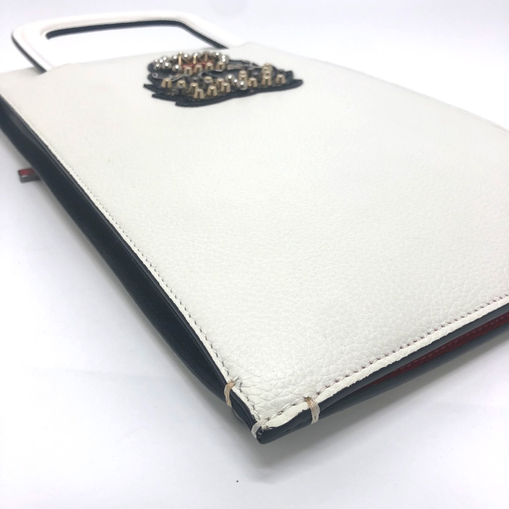 Christian Louboutin emblem trick truck Bag 2WAY Clutch bag Tote Bag White Red