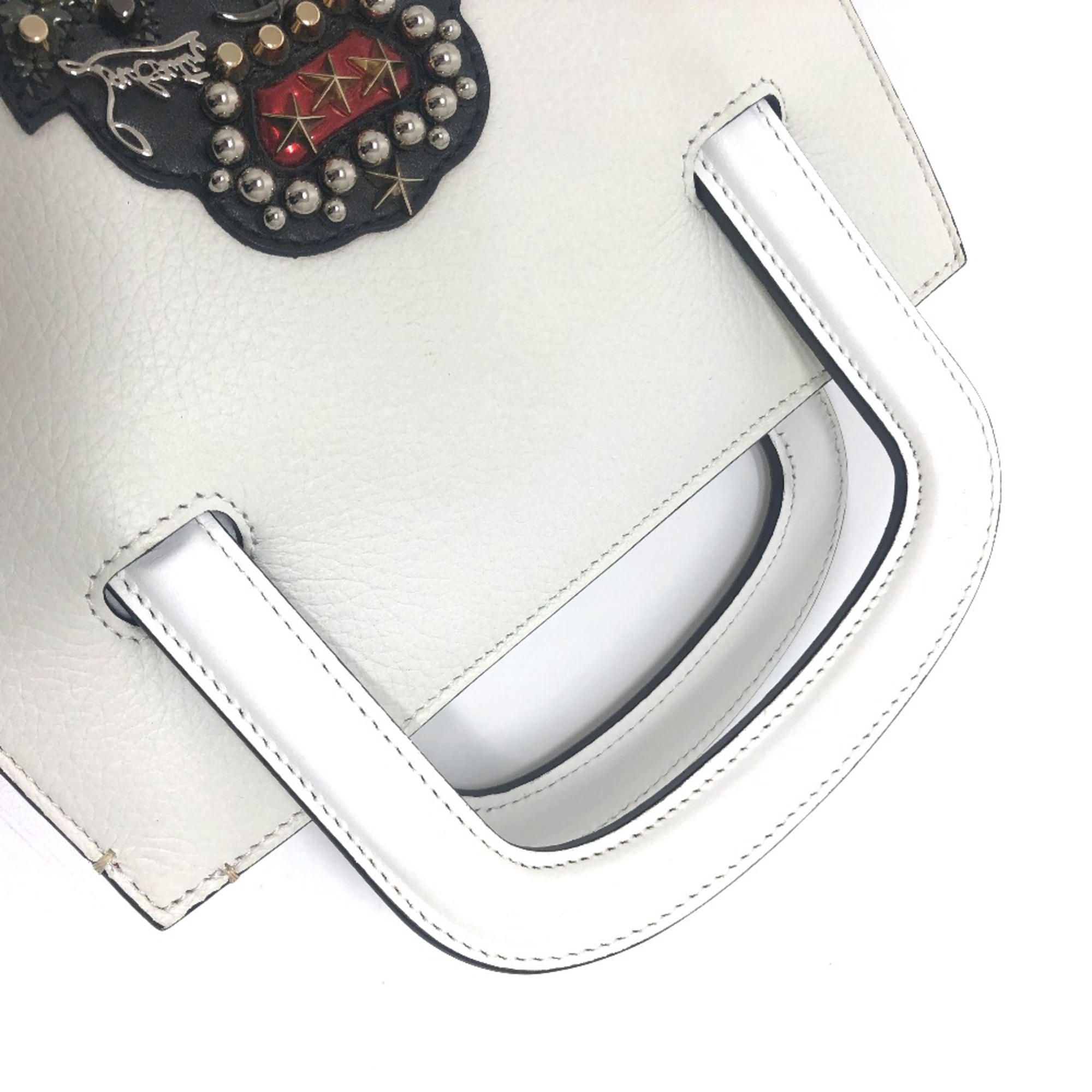 Christian Louboutin emblem trick truck Bag 2WAY Clutch bag Tote Bag White Red