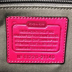 coach 21140 Textured legacy Bag Shoulder Bag Charcoal gray gray Fuchsia pink