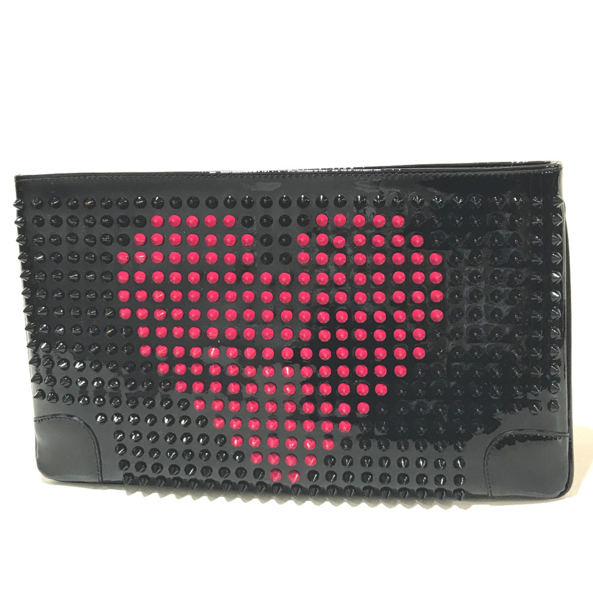 Christian Louboutin Spike Tads 2WAY Clutch bag Black Fuchsia