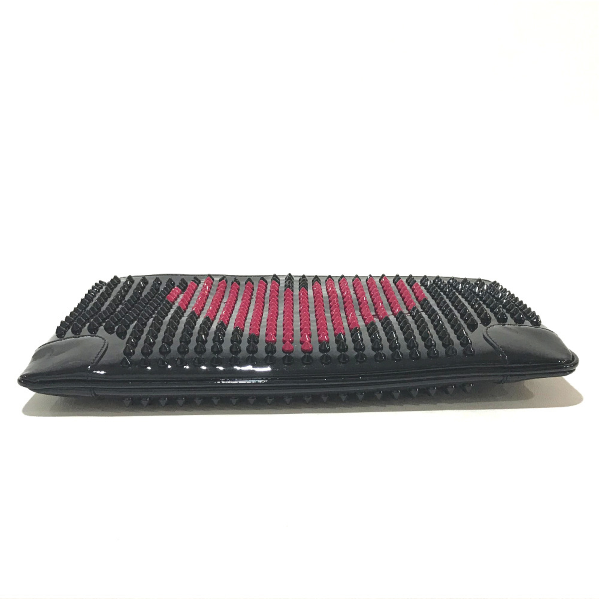 Christian Louboutin Spike Tads 2WAY Clutch bag Black Fuchsia