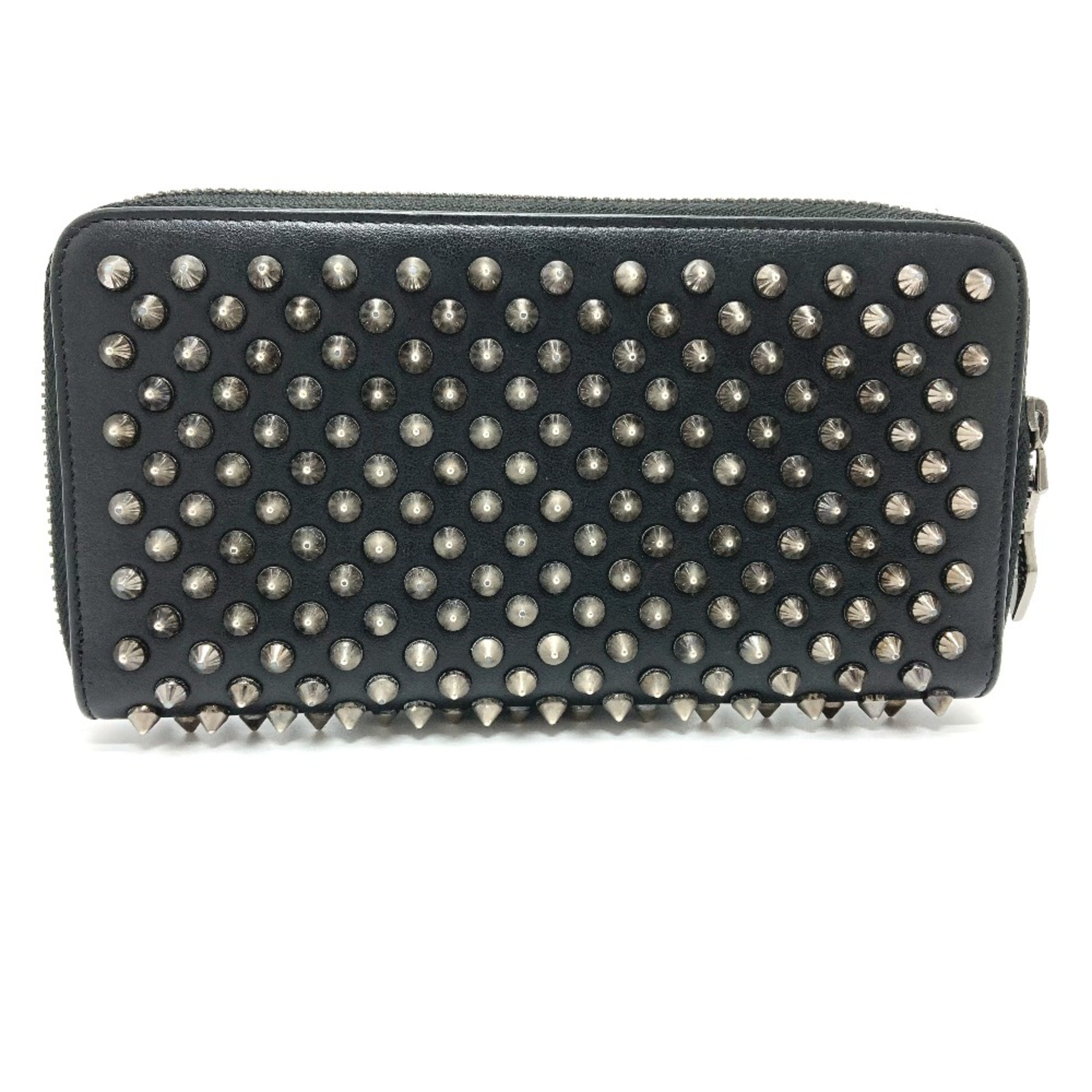 Christian Louboutin 1175099 Spike studs Zip Around Long Wallet Black