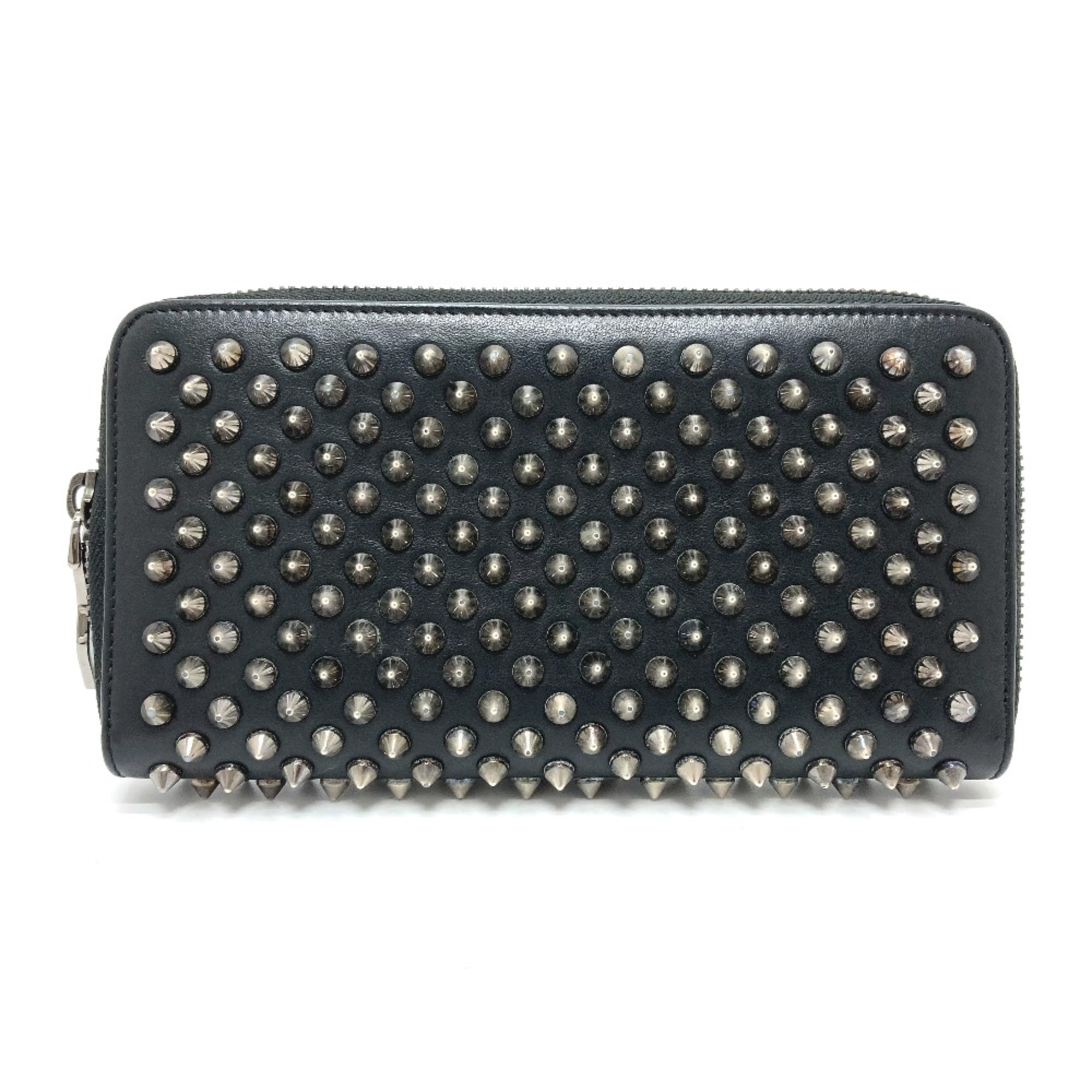 Christian Louboutin 1175099 Spike studs Zip Around Long Wallet Black