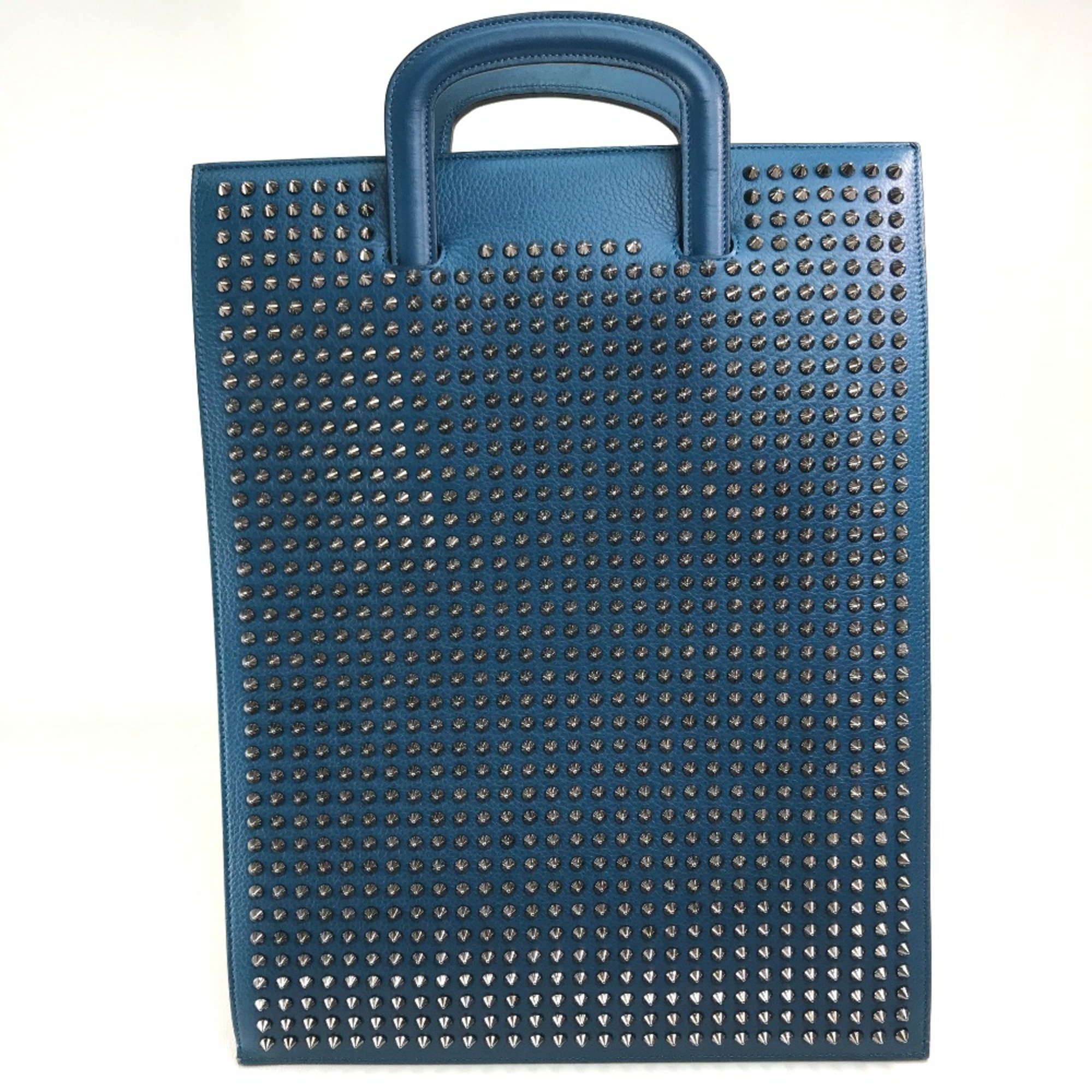 Christian Louboutin Studs Bag 2WAY Clutch bag Tote Bag Blue x Silver Hardware