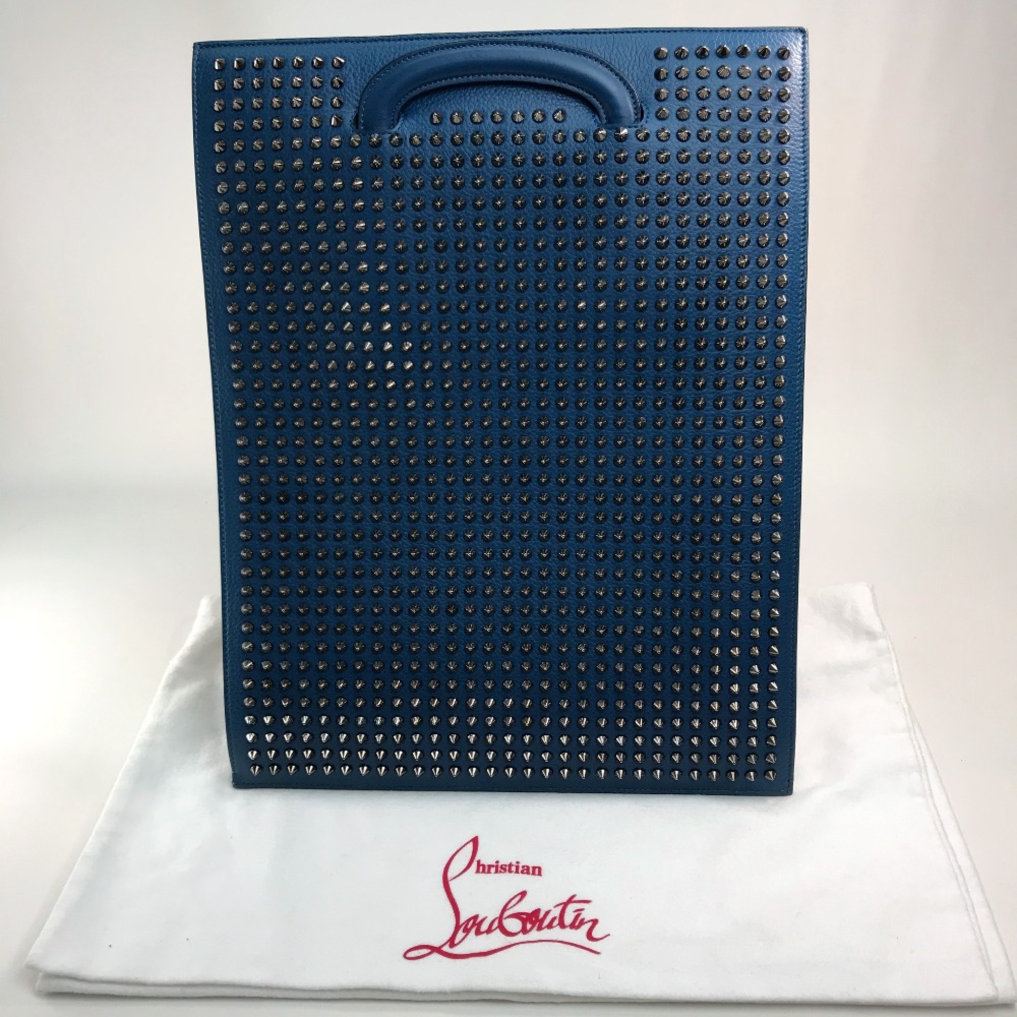 Christian Louboutin Studs Bag 2WAY Clutch bag Tote Bag Blue x Silver Hardware