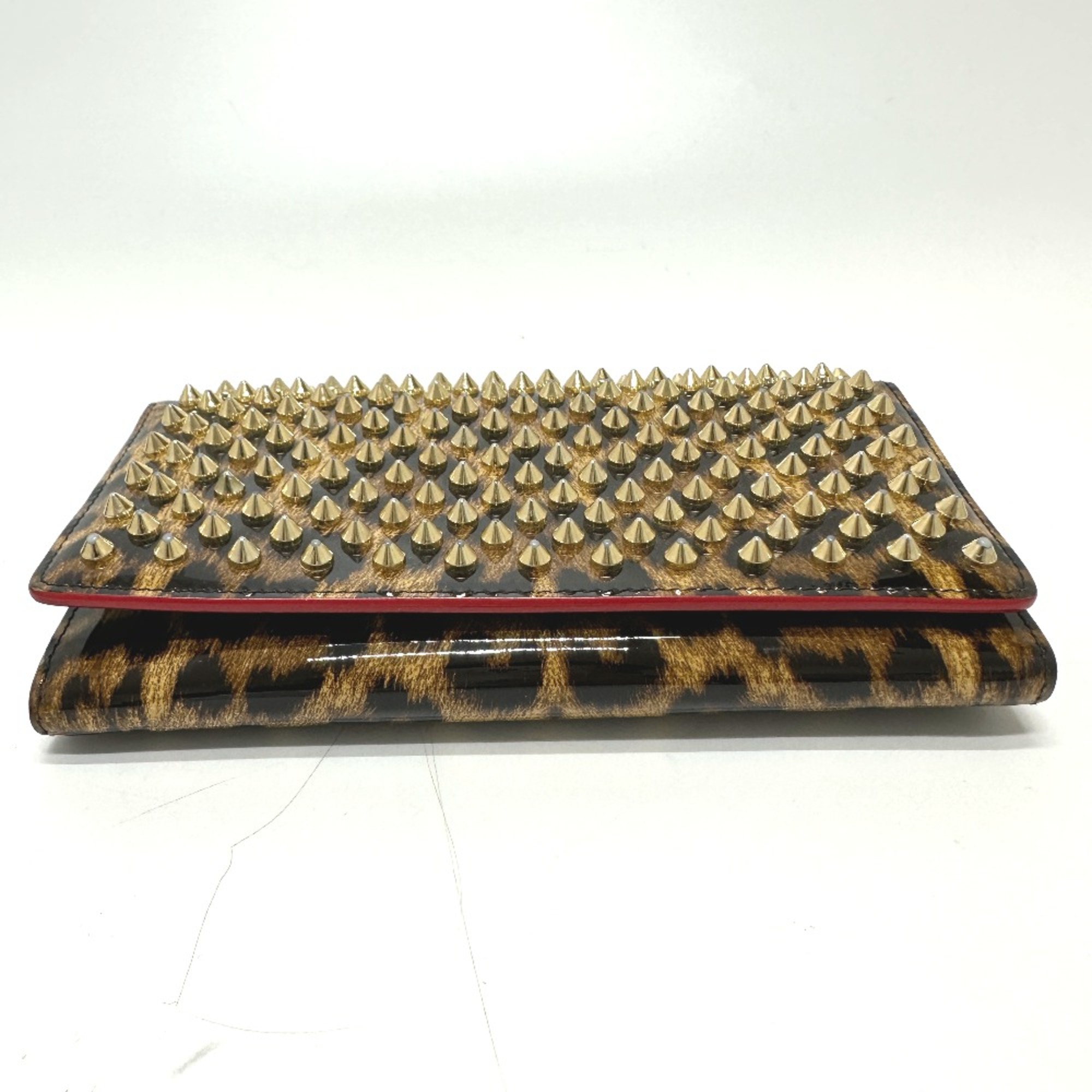 Christian Louboutin 1165077 Leopard leopard pattern leopard Spike studs Long Wallet Brown Black