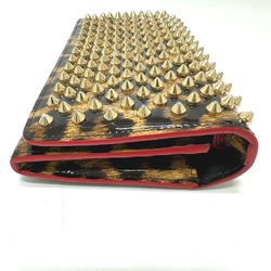 Christian Louboutin 1165077 Leopard leopard pattern leopard Spike studs Long Wallet Brown Black