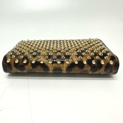 Christian Louboutin 1165077 Leopard leopard pattern leopard Spike studs Long Wallet Brown Black