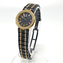 Corum 446086 Gun Metal Blue Diamond Bezel Quartz Wristwatch Navy x Gold