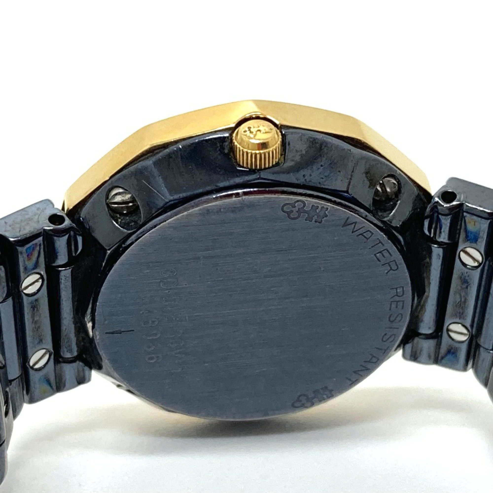 Corum 446086 Gun Metal Blue Diamond Bezel Quartz Wristwatch Navy x Gold