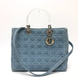 CHRISTIAN DIOR Cannage Bags 2WAY Bags Shoulder Bags Tote Bags Hand Bag blue SilverHardware