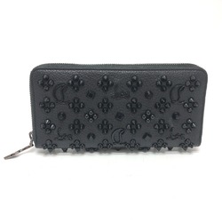 Christian Louboutin 3175224 Studs Zip Around Long Wallet BlackSilverHardware