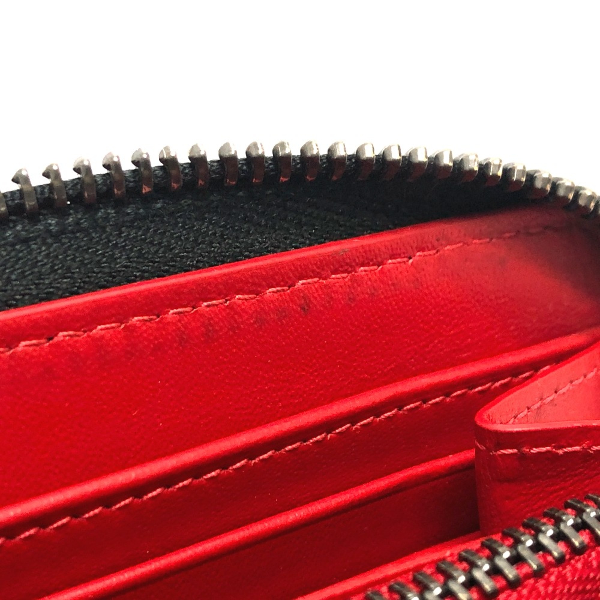 Christian Louboutin 3175224 Studs Zip Around Long Wallet BlackSilverHardware