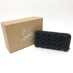 Christian Louboutin 3175224 Studs Zip Around Long Wallet BlackSilverHardware