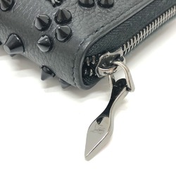 Christian Louboutin 3175224 Studs Zip Around Long Wallet BlackSilverHardware