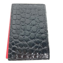 Christian Louboutin 3205329 Business Card Holder Pass Case Two fold Card Case Black Red