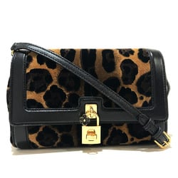 DOLCE&GABBANA Leopard print Bag Crossbody bag Shoulder Bag Black x Brown