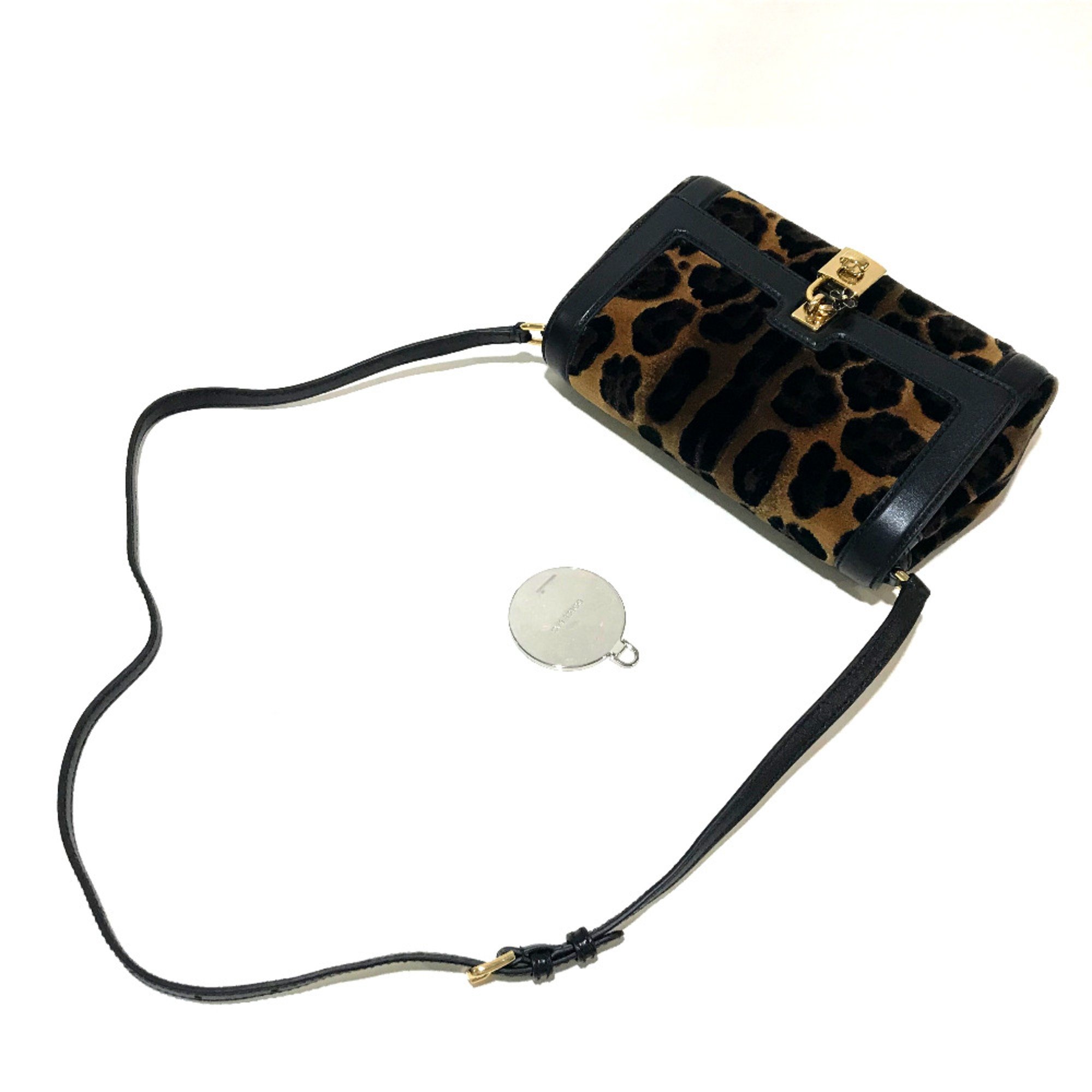 DOLCE&GABBANA Leopard print Bag Crossbody bag Shoulder Bag Black x Brown