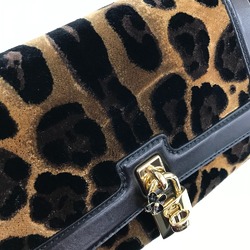 DOLCE&GABBANA Leopard print Bag Crossbody bag Shoulder Bag Black x Brown