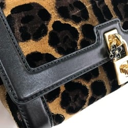 DOLCE&GABBANA Leopard print Bag Crossbody bag Shoulder Bag Black x Brown