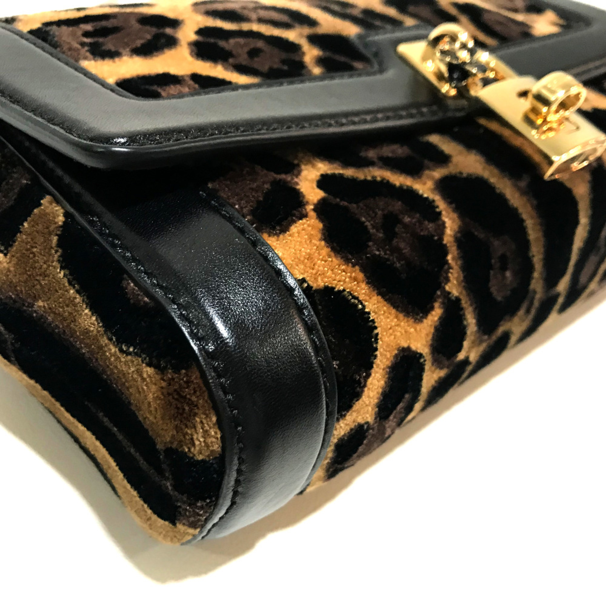 DOLCE&GABBANA Leopard print Bag Crossbody bag Shoulder Bag Black x Brown