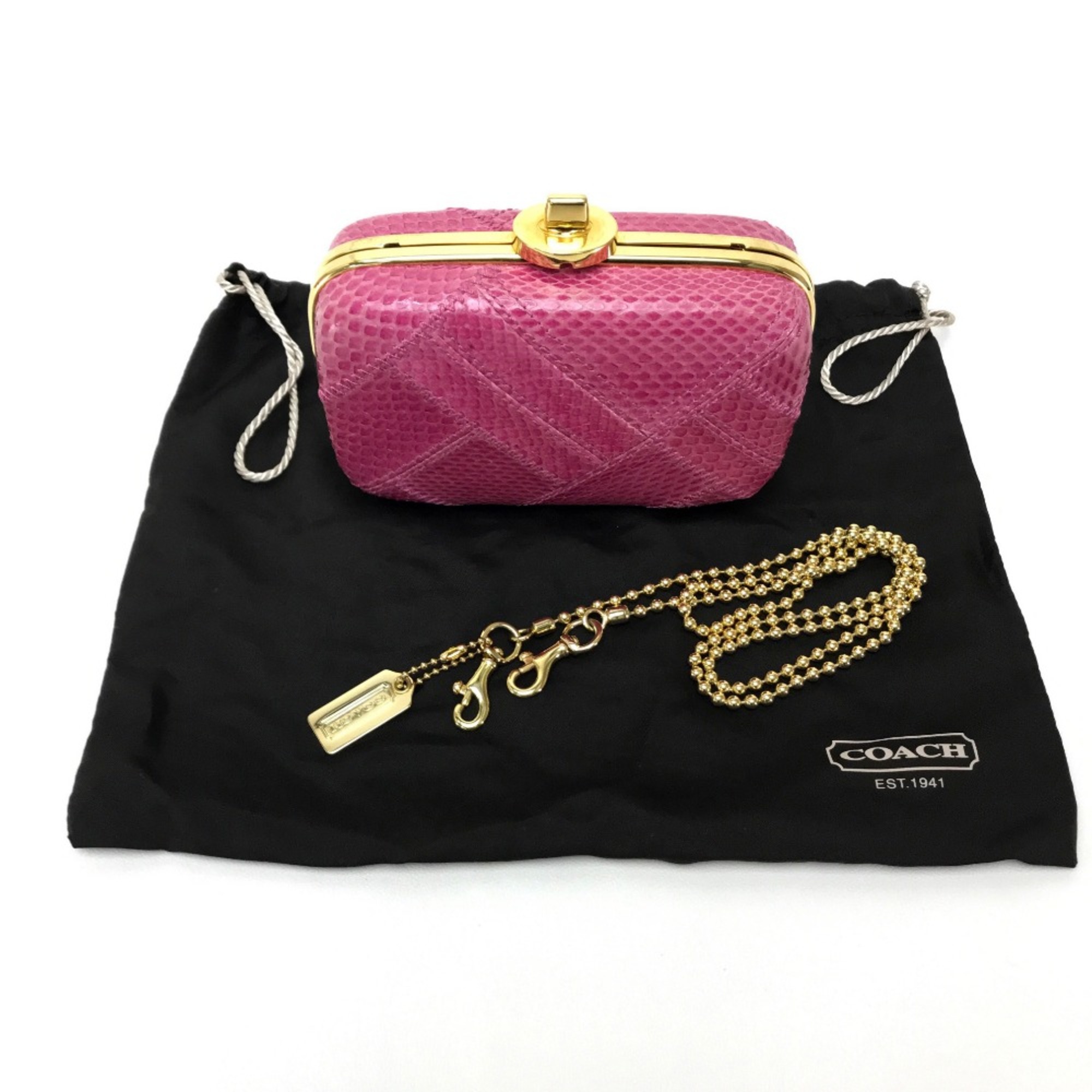 coach With Logo Plate Bag Pochette Shoulder Bag Pink Based