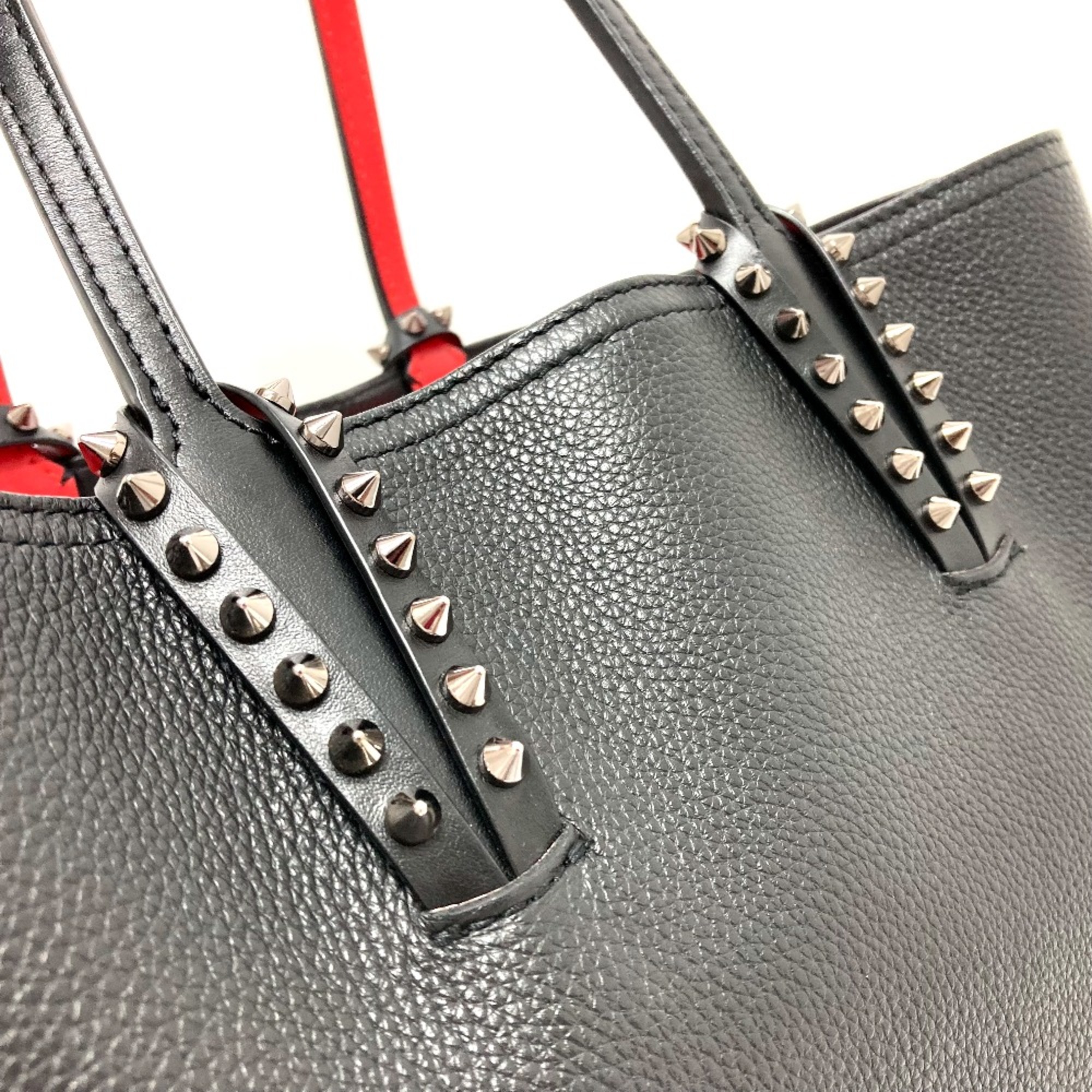 Christian Louboutin 1185119 CM53 Spike studs Bag Hand Bag Tote Bag Black x Red