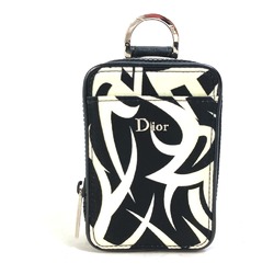 CHRISTIAN DIOR-Om Accessory box with key ring Cigarette case Bicolor Pouch White Black