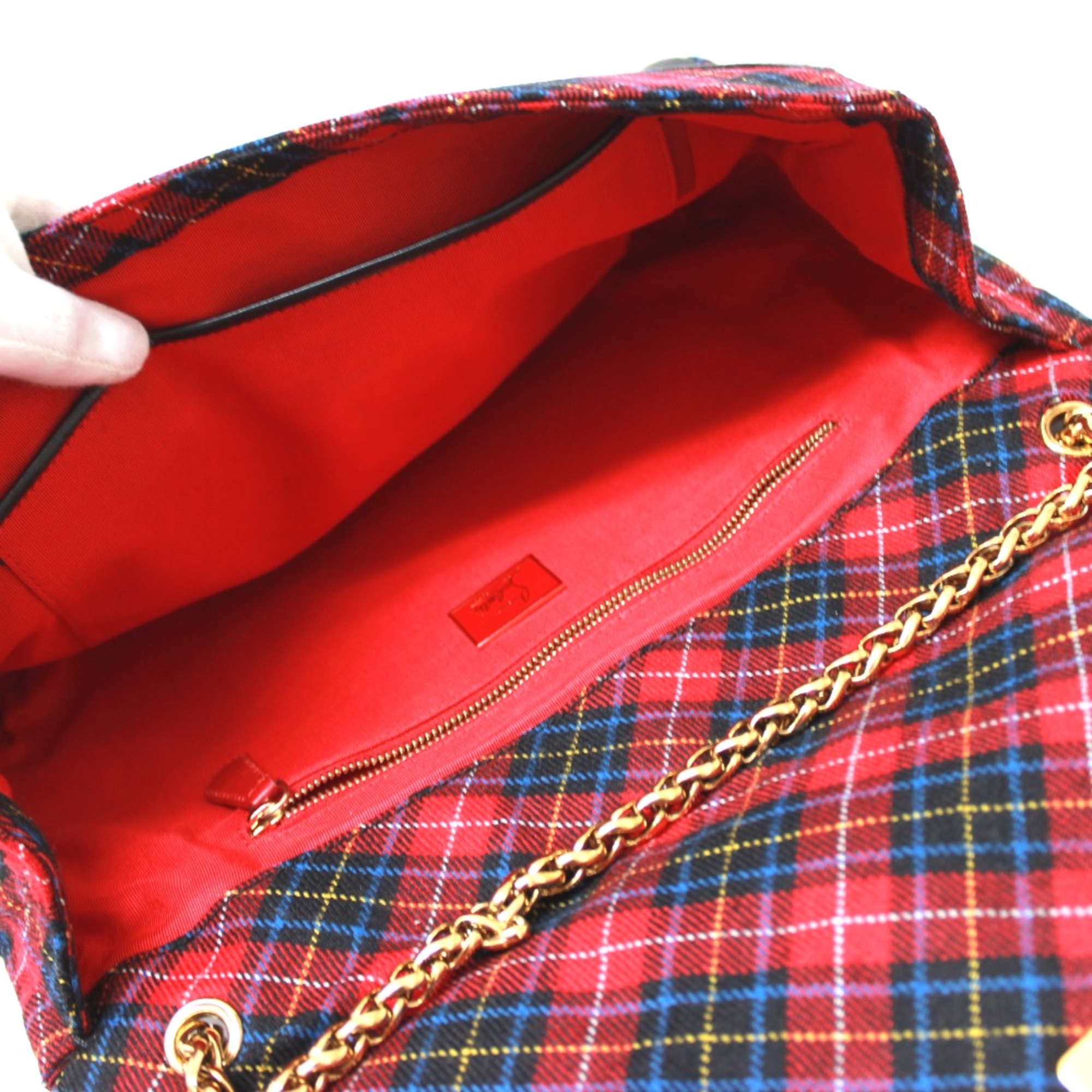 Christian Louboutin Check pattern Bag Shoulder Bag Red