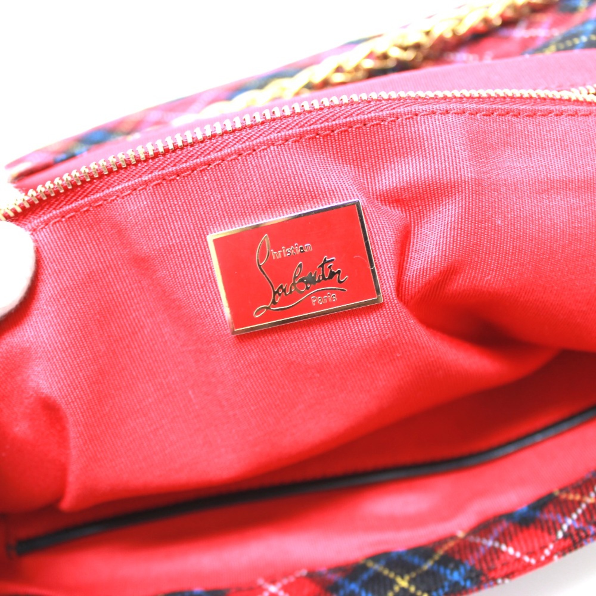 Christian Louboutin Check pattern Bag Shoulder Bag Red