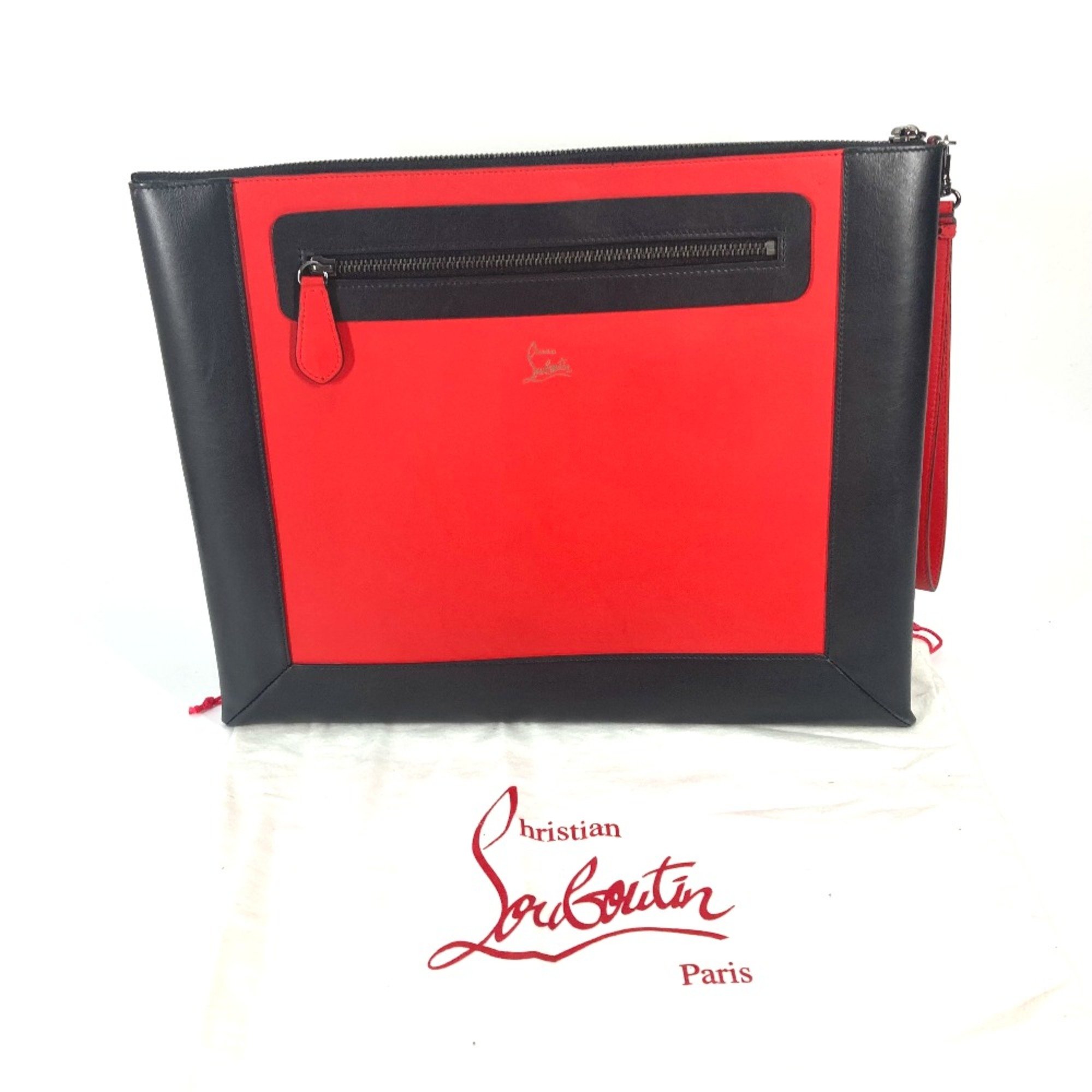 Christian Louboutin Bicolor bag pouch With strap Clutch bag Red Black