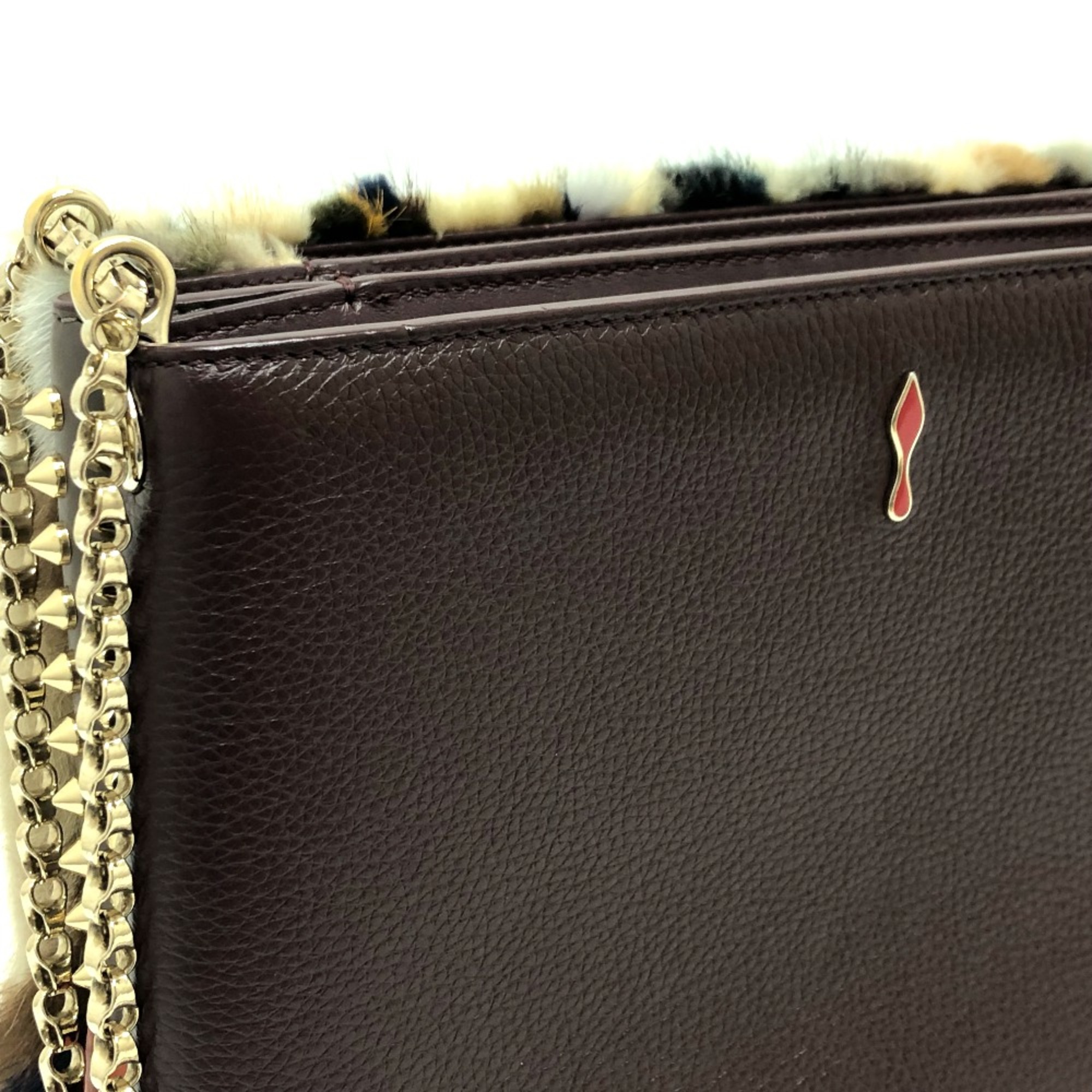 Christian Louboutin Chain Shoulder Bag Brown GoldHardware