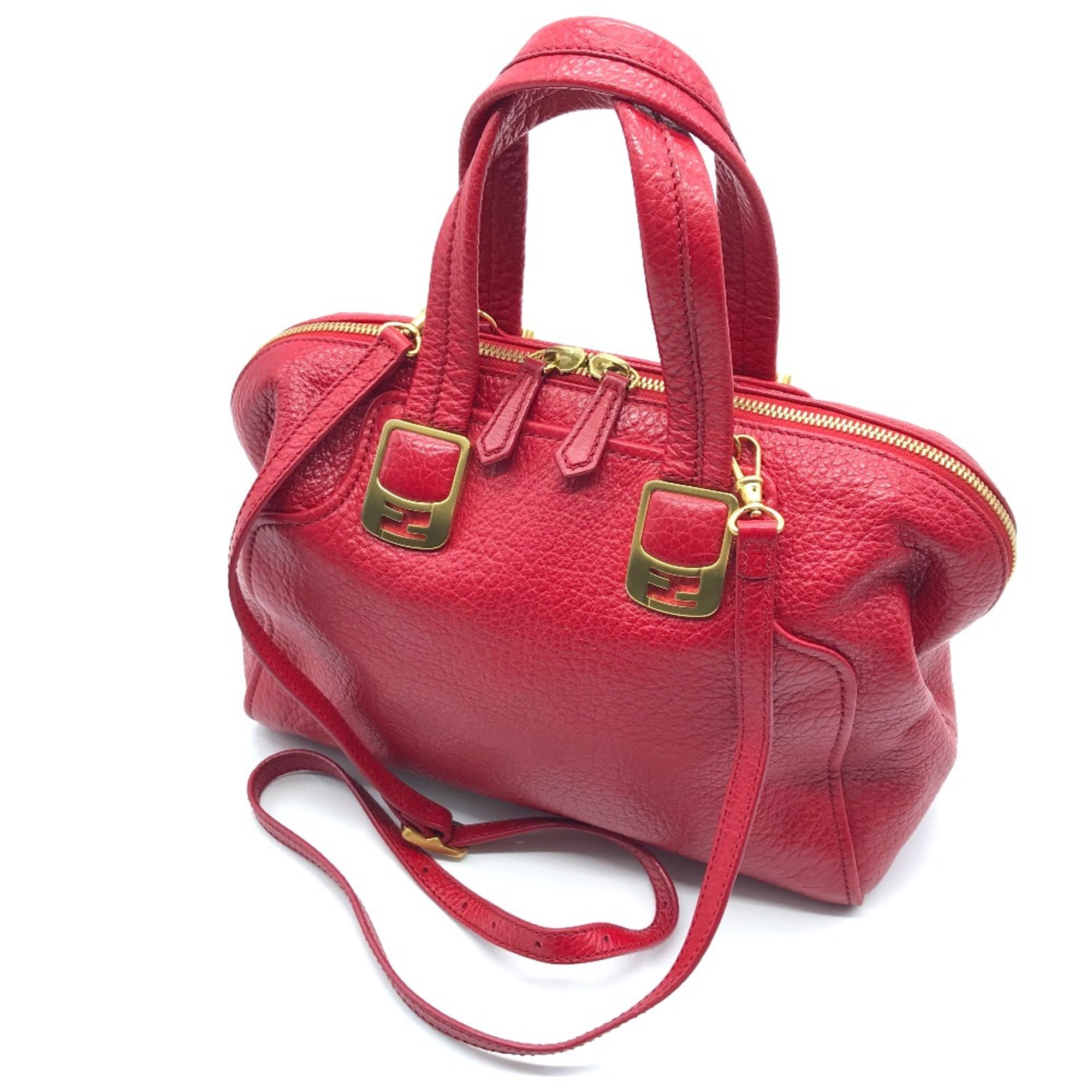 Fendi 8BL114 Mini Duffle Bag 2WAY Shoulder Bag Hand Bag Red