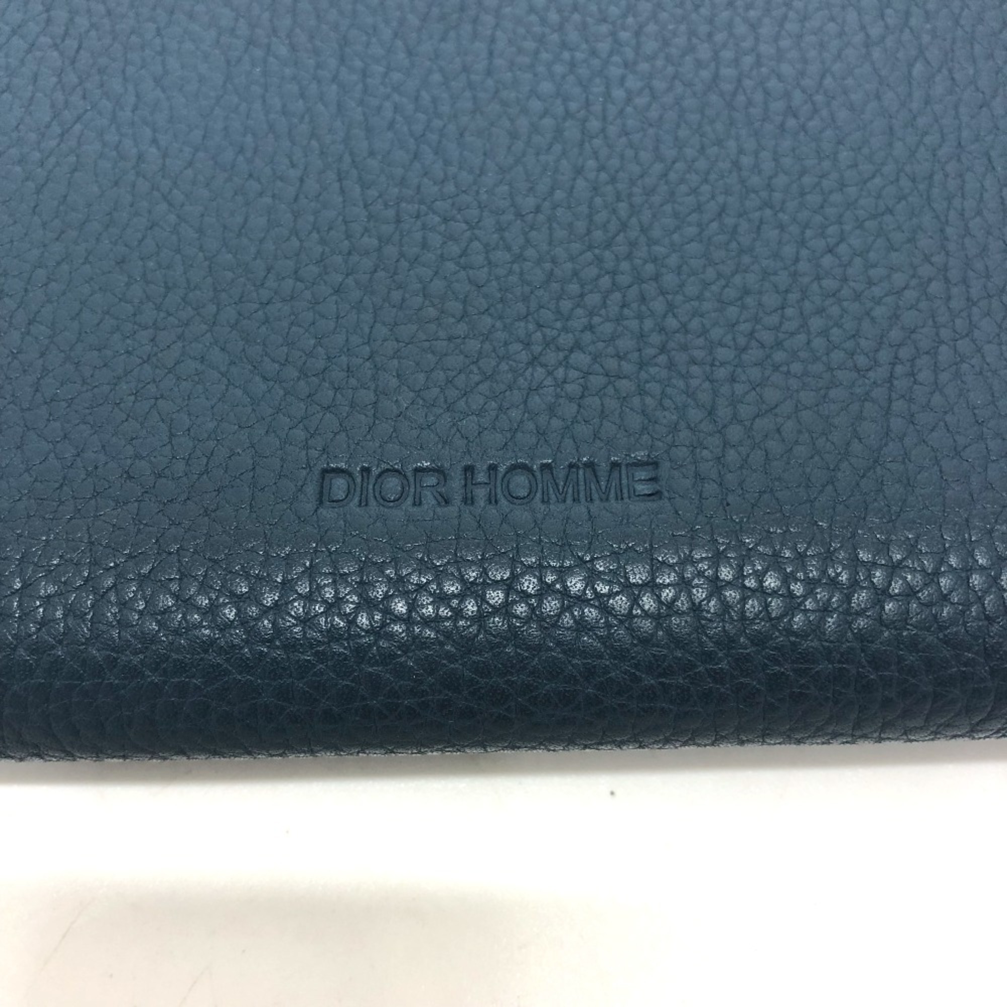 CHRISTIAN DIOR-Om logo Saif Long Wallet Navy SilverHardware