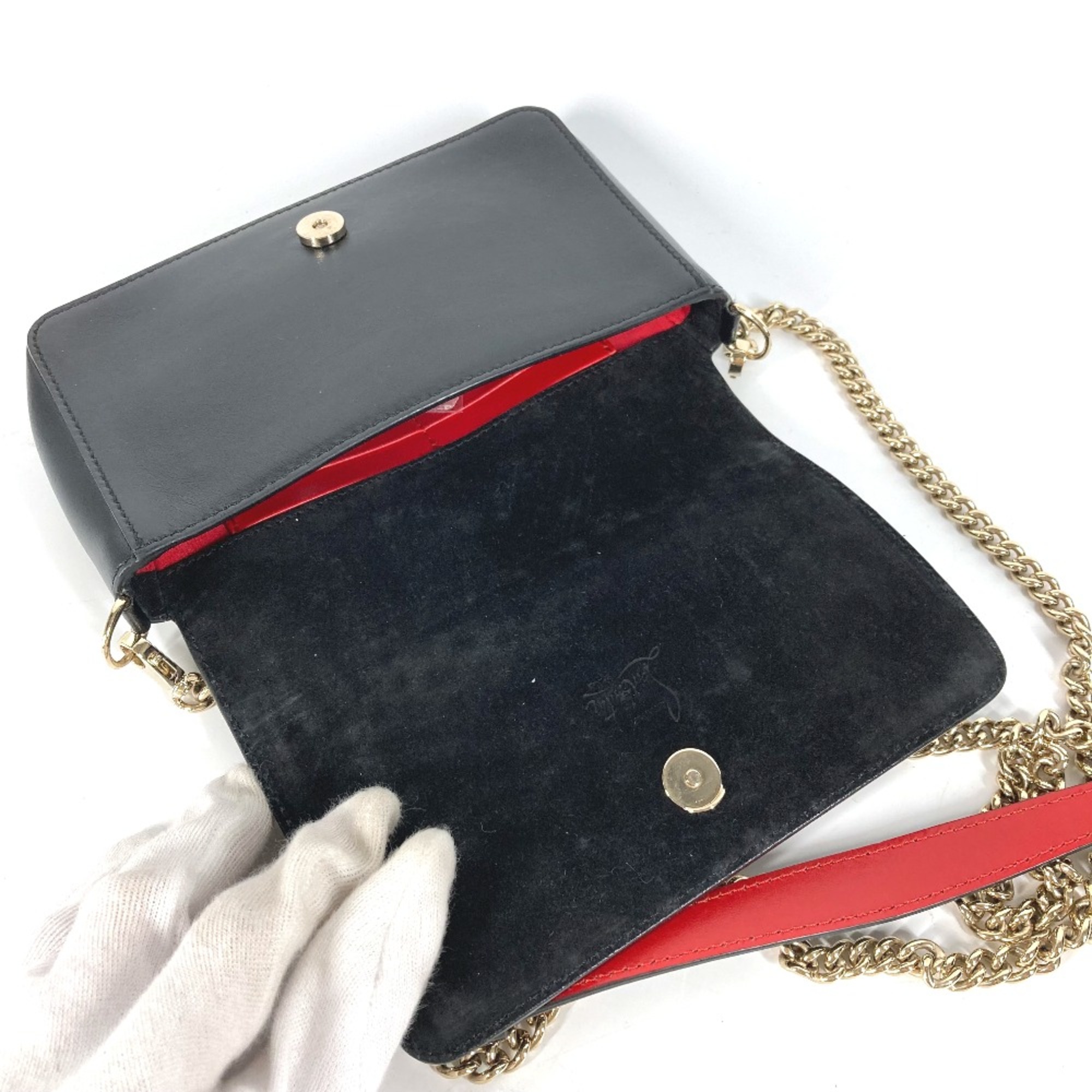 Christian Louboutin Pochette 2WAY Bag Pouch Clutch Bag Crossbody bag Shoulder Bag Black Red