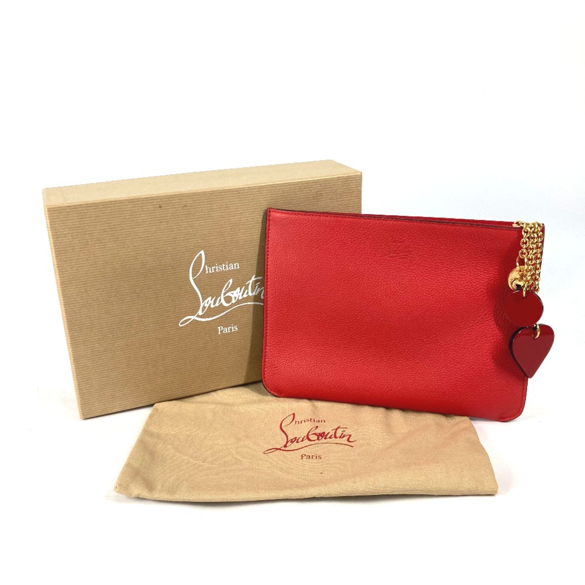 Christian Louboutin 1185073 bag pouch Clutch bag Black Red