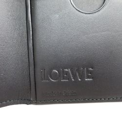 Auth LOEWE Compact Wallet/Card Holder Linen Leather Black 101.88.L56 (BF305500)