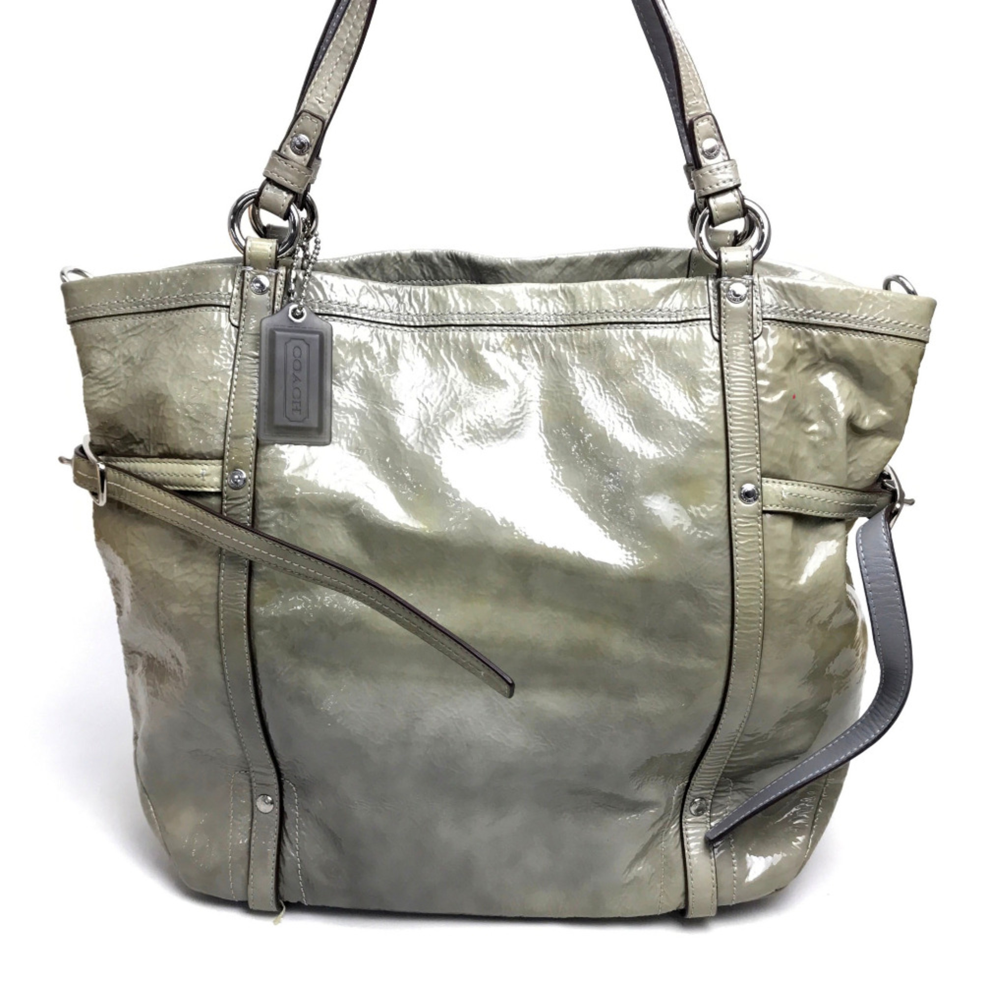 coach 17065 Patent Andy Cinchid Bag Shoulder Bag Tote Bag Shoulder Bag Gray Based