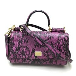 DOLCE&GABBANA Lacepattern Bag Mini Hand Bag Pochette Shoulder Bag Purple pink Black