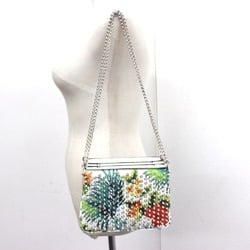 Christian Louboutin Botanical pattern Chain Shoulder Bag White Multicolore