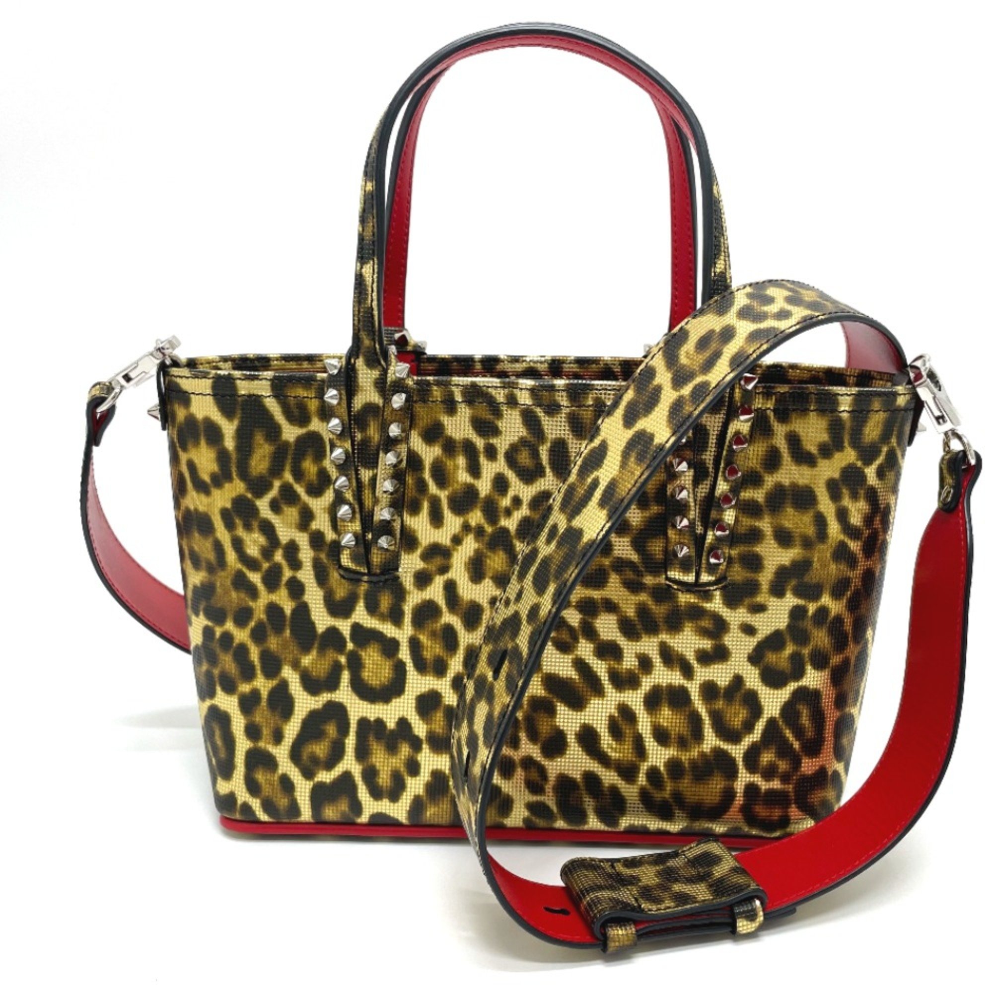 Christian Louboutin Leopard leopard pattern Bag 2WAY Mini Shoulder Bag Tote Bag BrownBased