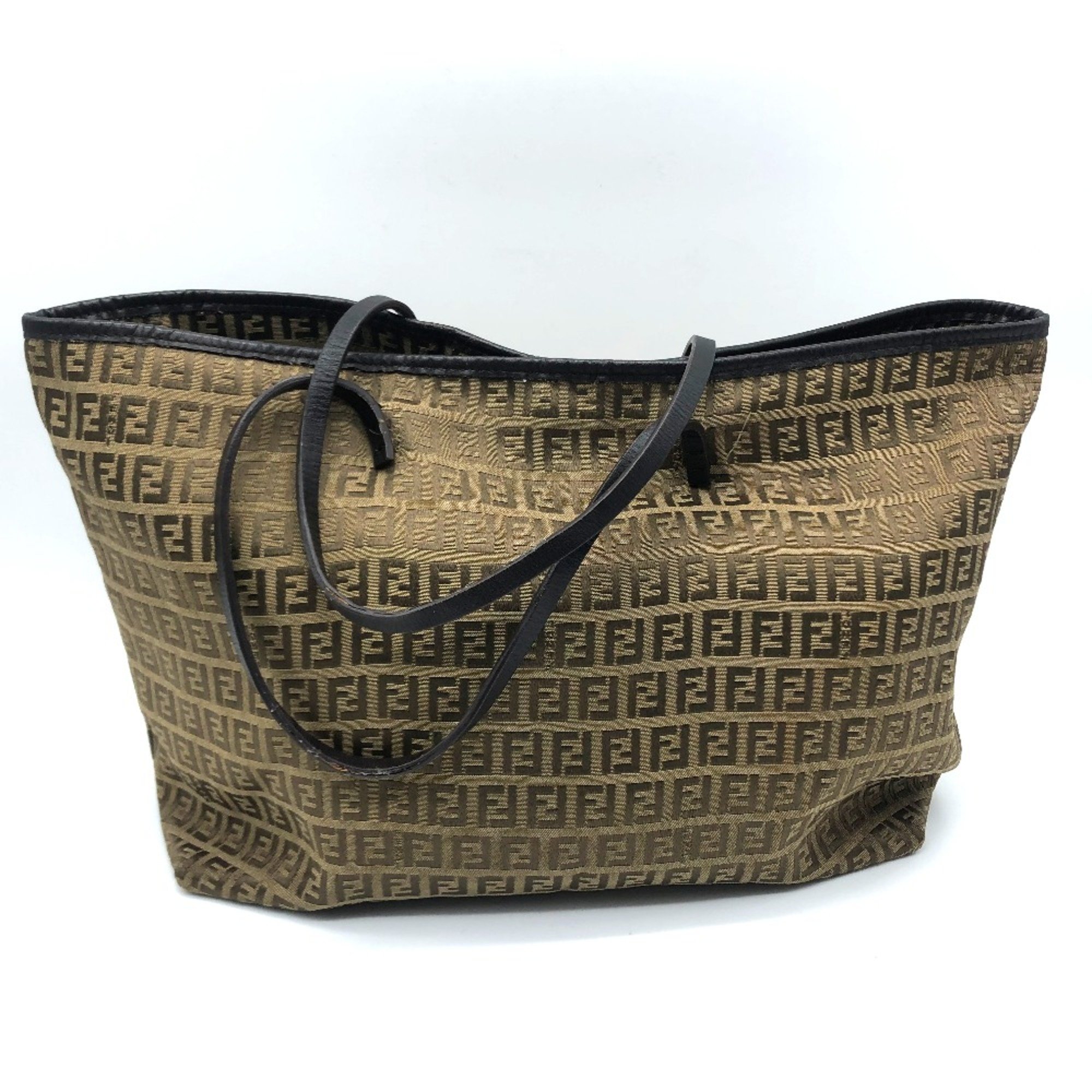 Fendi FF logo Zucca pattern bag shawl Tote Bag Beige BeigeBased x BrownBased