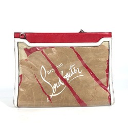 Christian Louboutin Sky Porch Craft bag pouch Clutch bag Beige Red