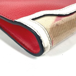 Christian Louboutin Sky Porch Craft bag pouch Clutch bag Beige Red