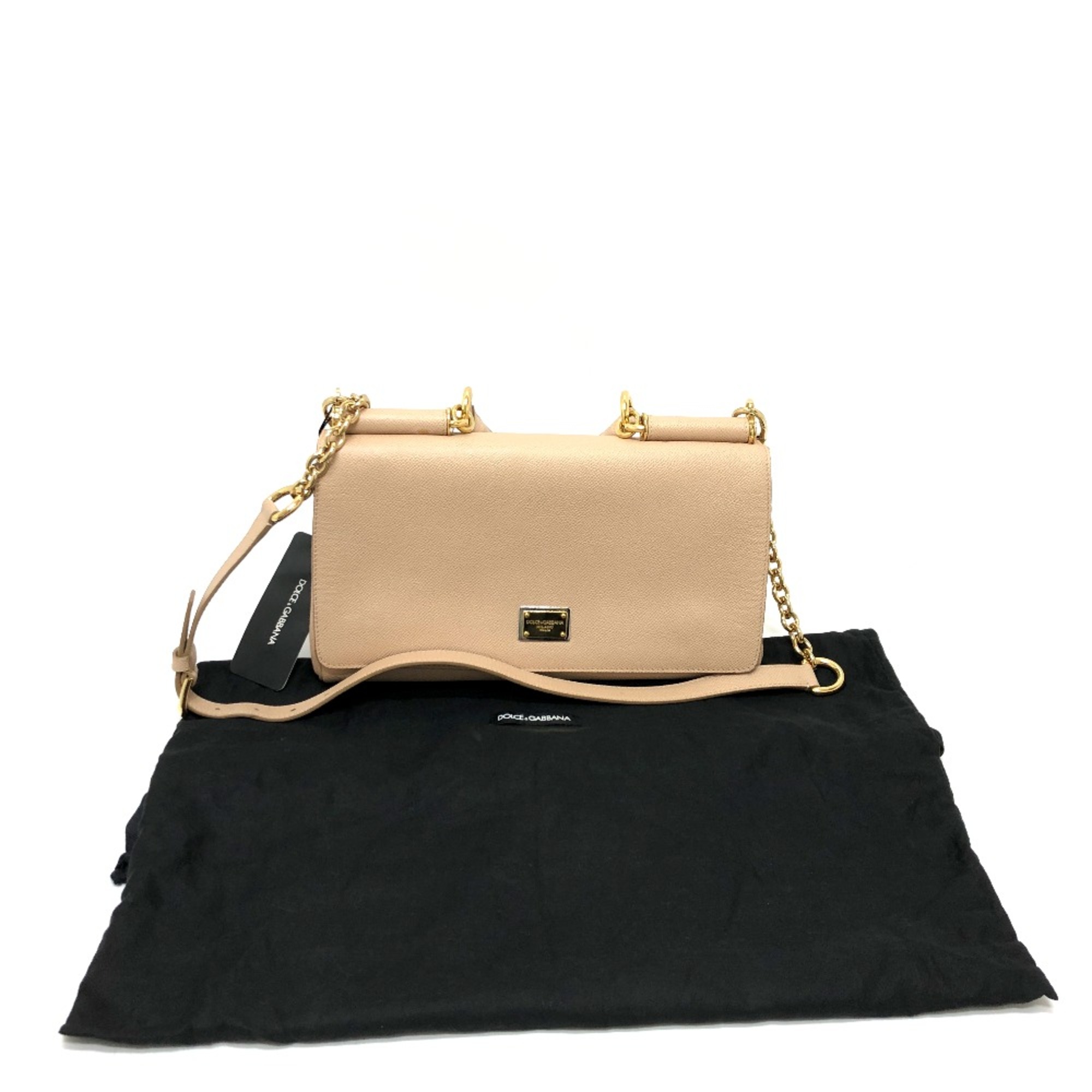 DOLCE&GABBANA 2WAY bag Shoulder Bag Beige GoldHardware