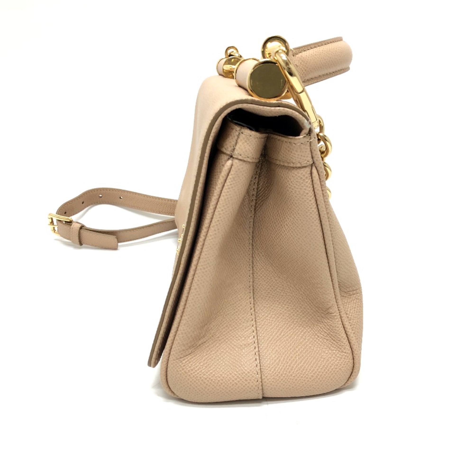 DOLCE&GABBANA 2WAY bag Shoulder Bag Beige GoldHardware