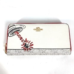 coach C7800 Keith Haring collaboration Zip Around DISNEY Long Wallet White Red