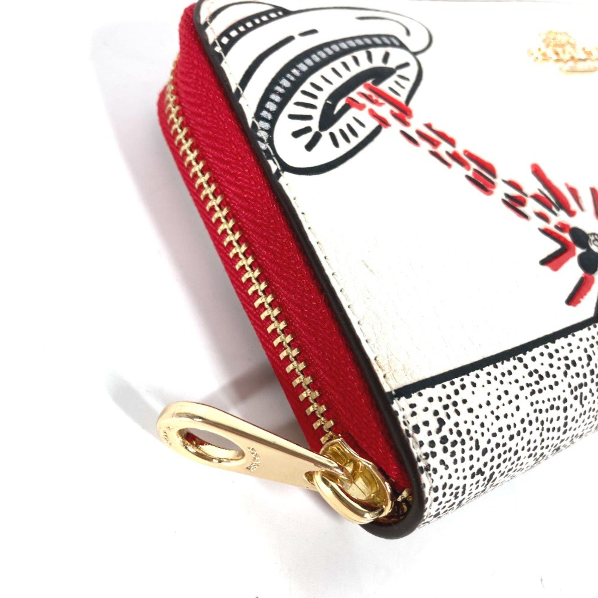 coach C7800 Keith Haring collaboration Zip Around DISNEY Long Wallet White Red